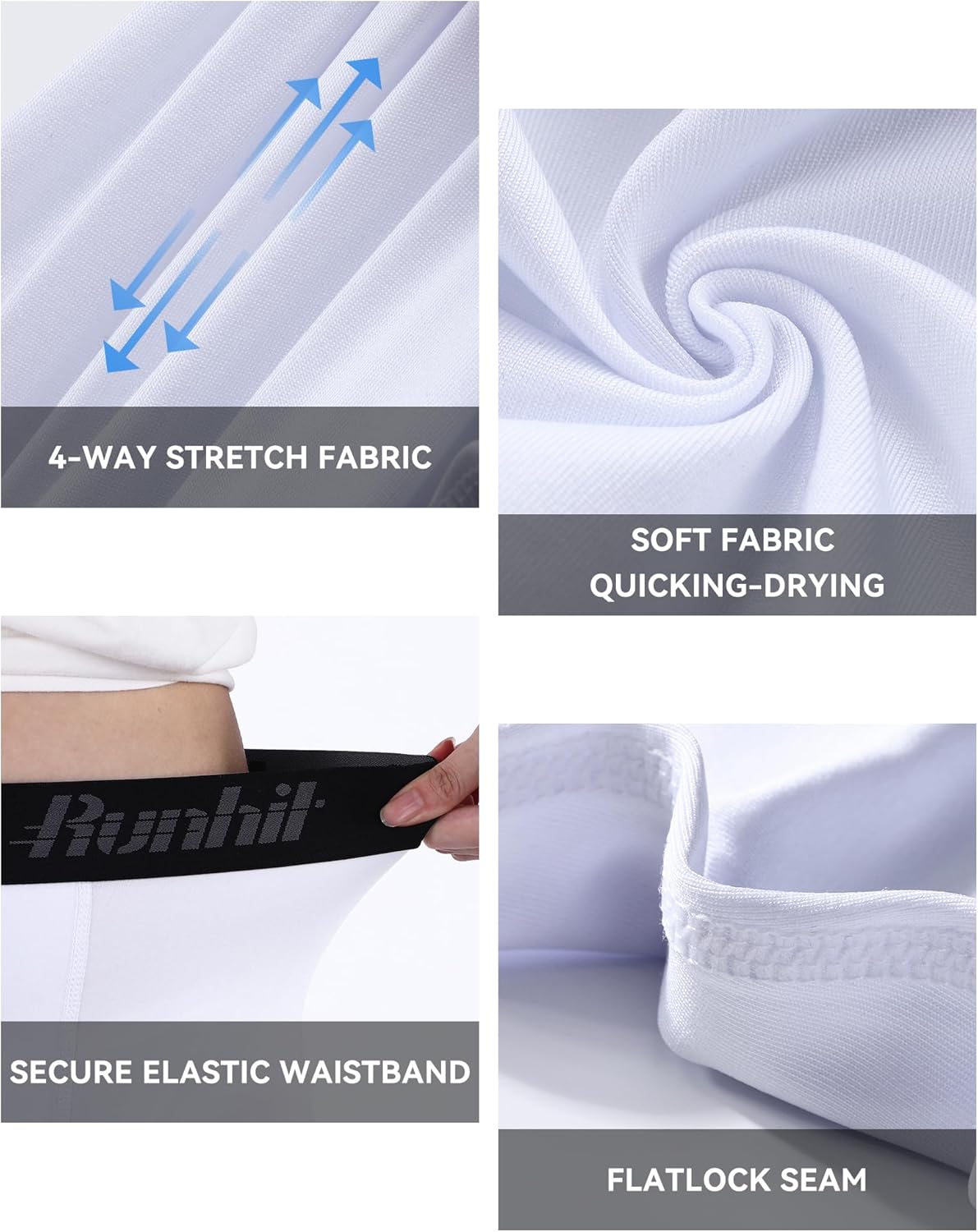 Runhit Boys Compression Leggings,Youth Athletic Tights Basketball Compression Pants,Boys Base Layer Pants Sports Legging - Image 3