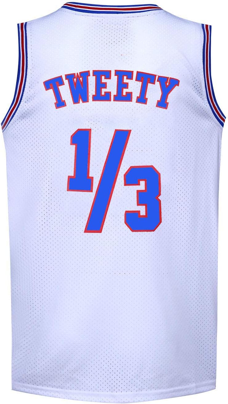 BOROLIN Mens Basketball Jersey 1/3 Tweety Space Jersey 90s Sports Shirts Hiphop Party Clothing