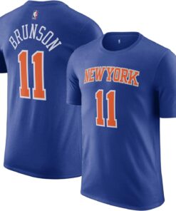Jalen Brunson New York Knicks NBA Kids Youth 4-20 Blue Icon Edition Performance Jersey T-Shirt
