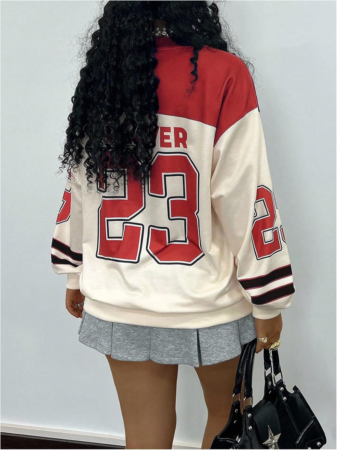 Plus Size Jersey Shirts for Women Graphic Long Sleeve V Neck Y2k Football Jersey Tops Streetwear - Image 6