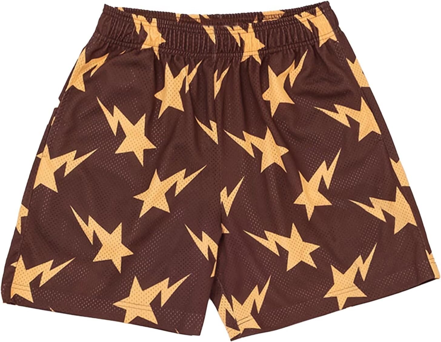 Men's Mesh Basketball Shorts Breathable Athletic Shorts with Pockets Lightning & Star Print Gym Training Outdoor - Image 28