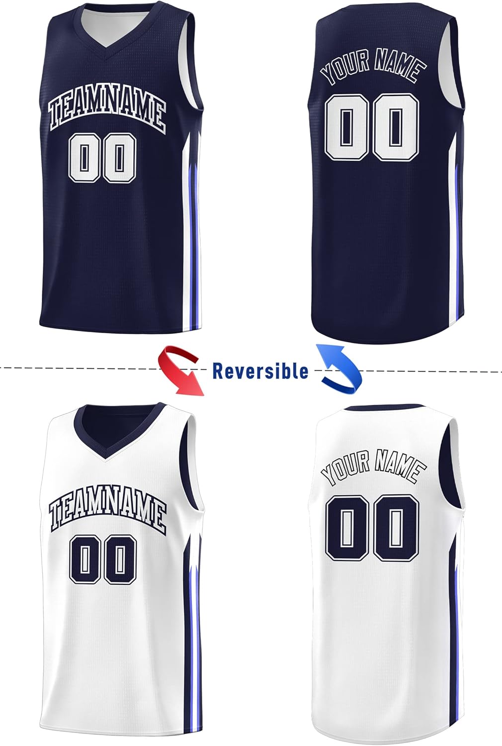 Custom Reversible Basketball Jersey - Personalize Team Uniform Design Your Own Name & Number for Men/Youth - Image 2
