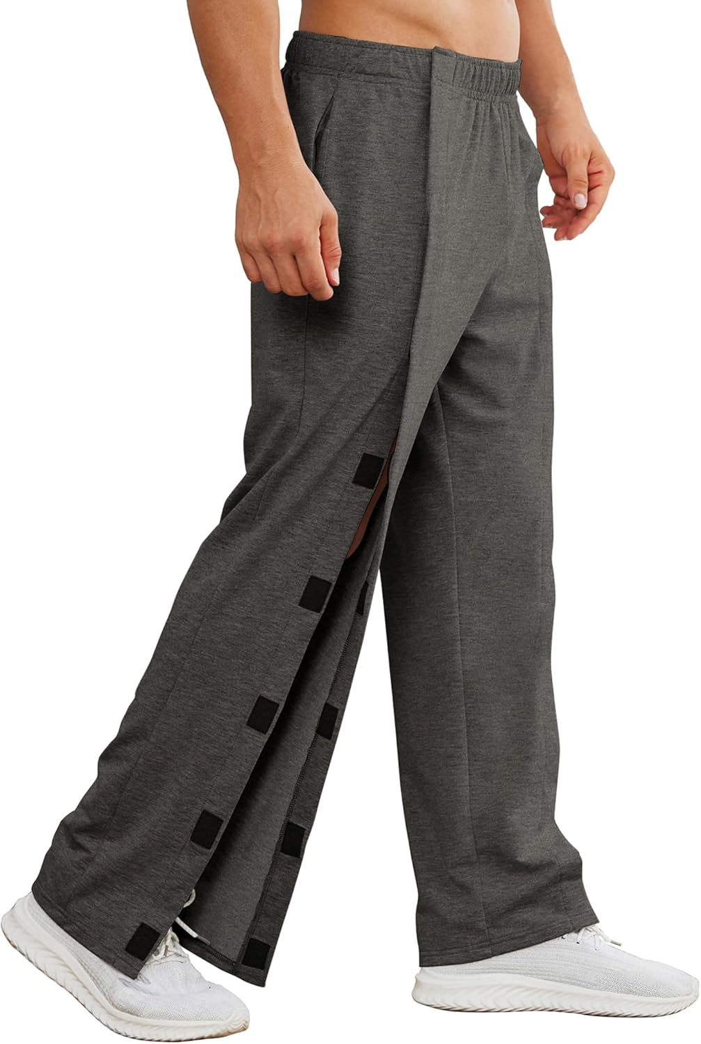 Deyeek Tear Away Pants for Men Easy Open Side Wide Leg Post Surgery Pants Soft Adaptive Breakaway Sweatpants with Pockets - Image 10