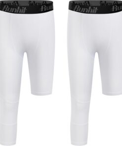 Runhit 3/4 One Leg Boys Compression Leggings,Athletic Tights Basketball Compression Pants,Youth Boys Base Layer Pants