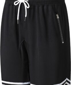 Men's Basketball Shorts.Breathable, Stretchy, Quick-Dry with Zipper Pocket