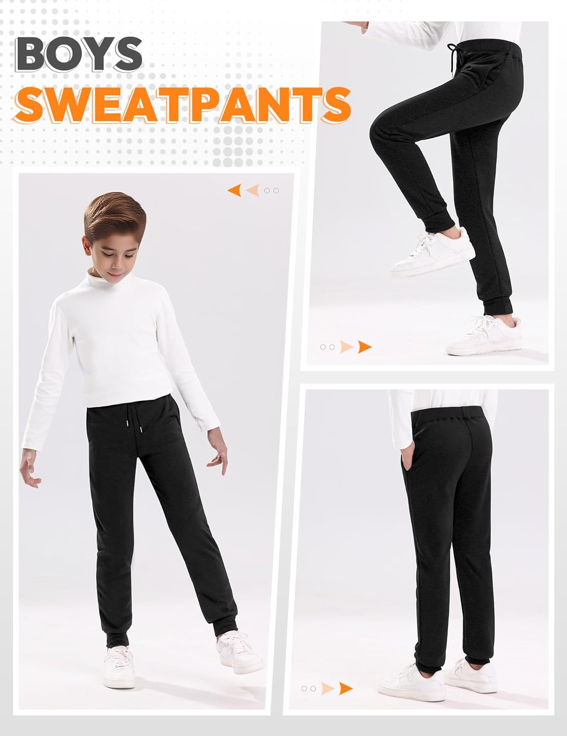 5Pack Boys Sweatpants Kids Athletic Pants Soft Joggers Sweat Pants with Pockets Drawstring Boys Workout Clothes - Image 4