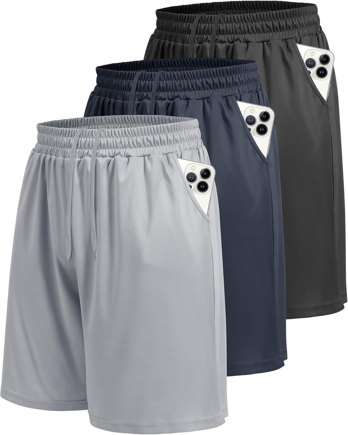 LalaHooK 3 Pack Athletic Gym Mens Shorts - Casual Black Quick Dry Basketball Shorts with Pockets for Workout Running - Image 9