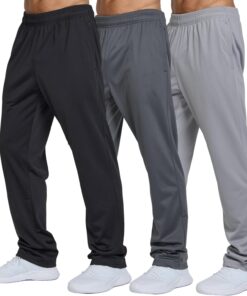 Ultra Performance 3 Pack Mens Athletic Open Bottom Sweatpants Active Track Pants Casual Tricot Wide Leg Sweat Pants for Men