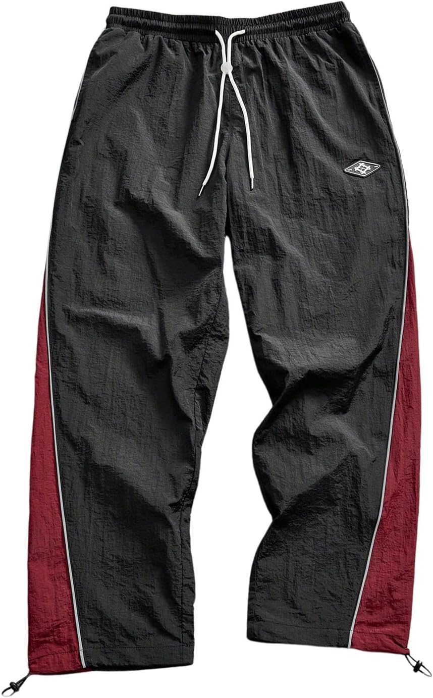SOLY HUX Men's Parachute Track Pants Baggy Sweatpants Casual Workout Athletic Joggers with Pockets