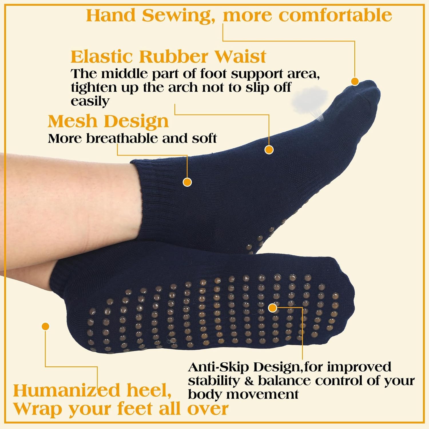 Sureio 50 Pairs Non Slip Slipper Socks with Grips Men's Anti Skid Yoga Socks with Gripper Workout Pilates Hospital - Image 4