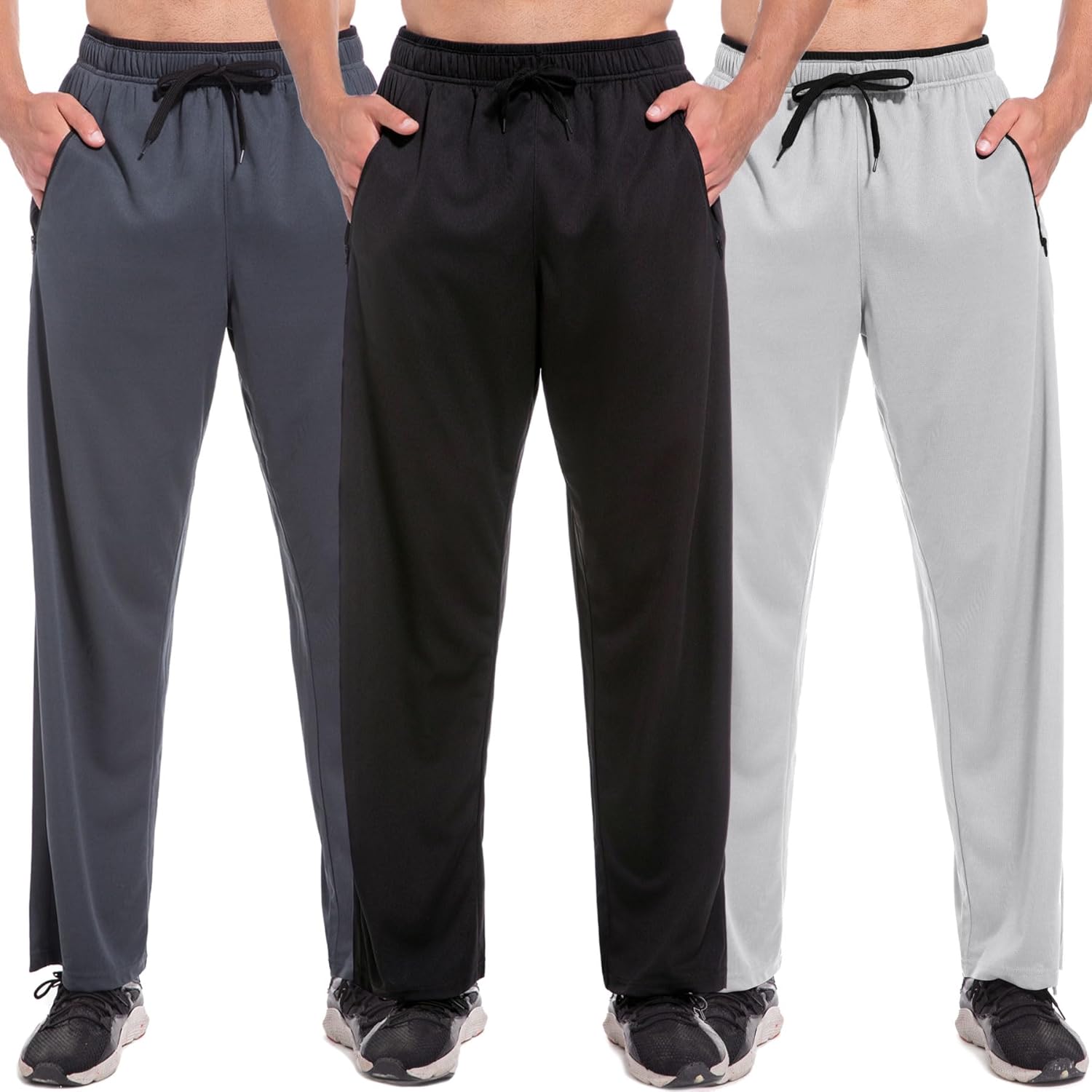 SACUIMAN Mens Sweatpants with Zipper Pockets Open Bottom Athletic Pants for Workout,Running,Training,Jogging,Gym - Image 7