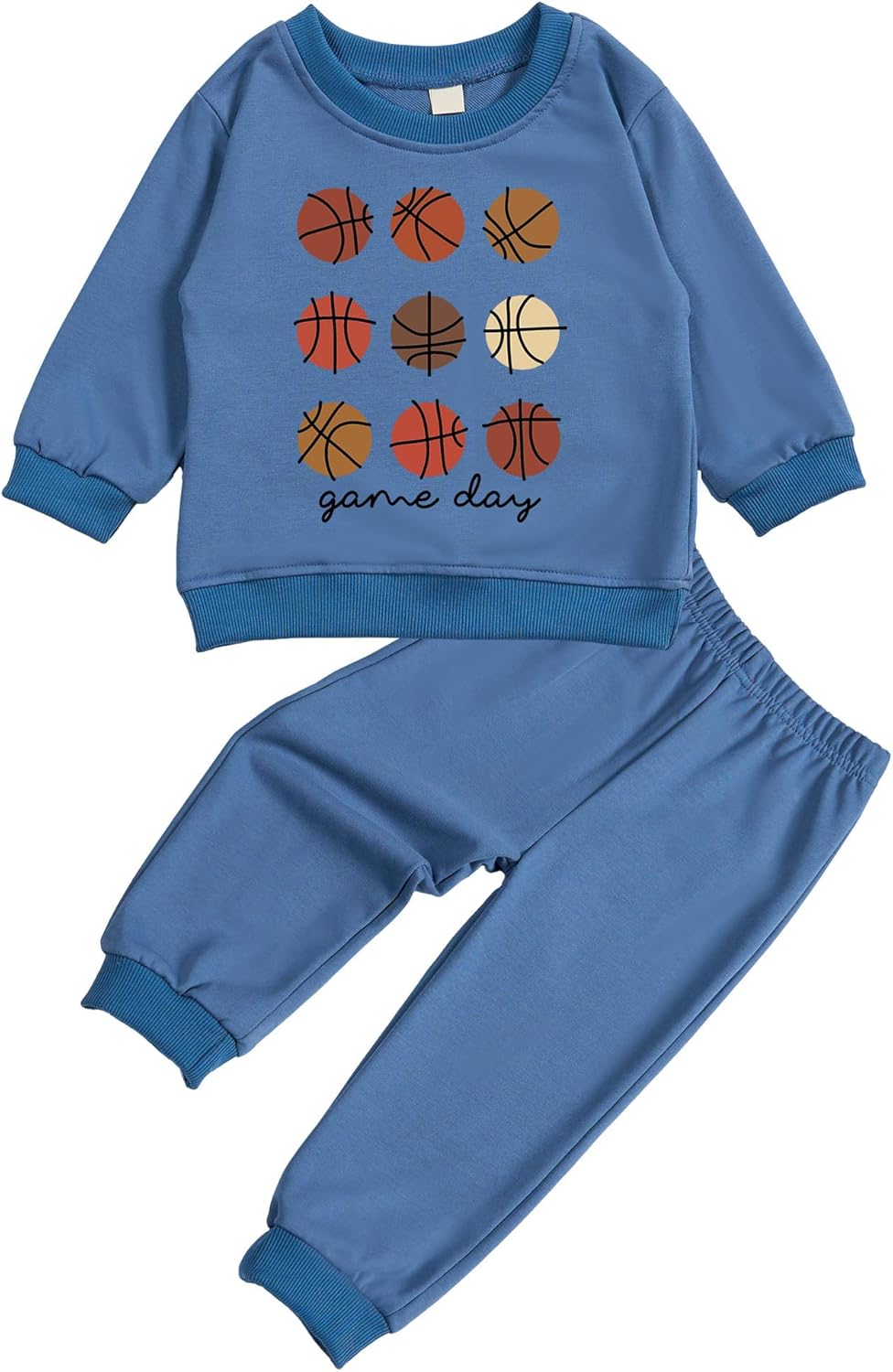 Toddler Baby Basketball Long Sleeve Sweatshirt Top Jogger Pants Set Cute Fall Winter Clothes Set - Image 8