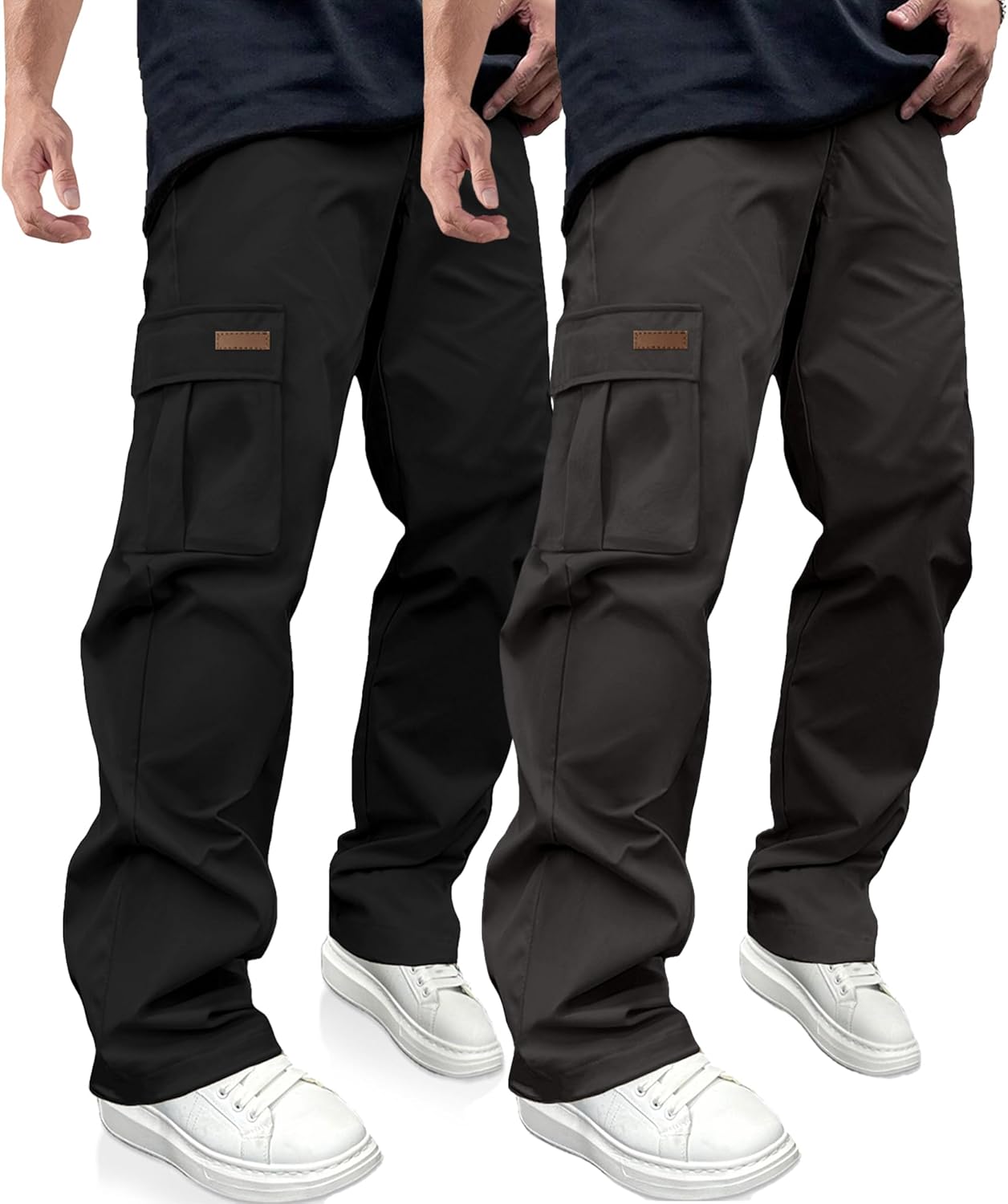 PLEPAN Men's Casual Cargo Pants Drawstring Hiking Pants Workout Tactical Joggers Sweatpants for Men - Image 10