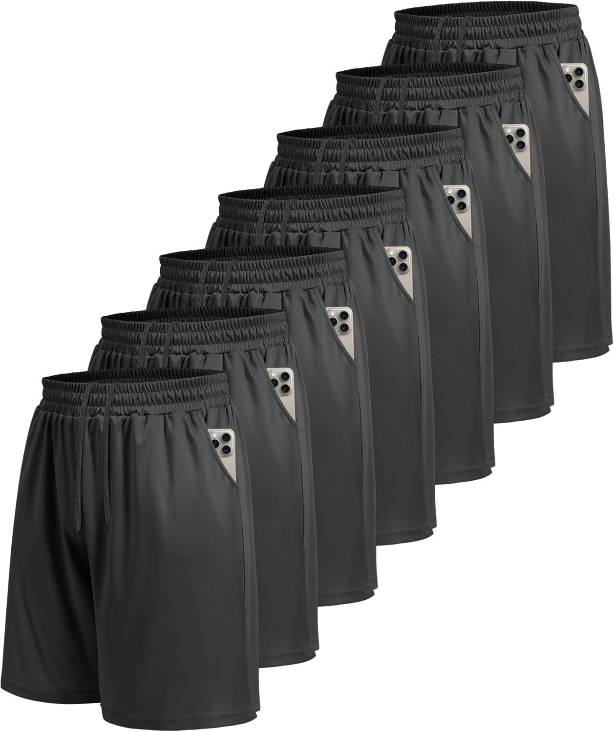 7 Pack Mens Athletic Shorts - Gym Basketball Running Workout Quick Dry Black Shorts with Pockets for Casual Performance - Image 8