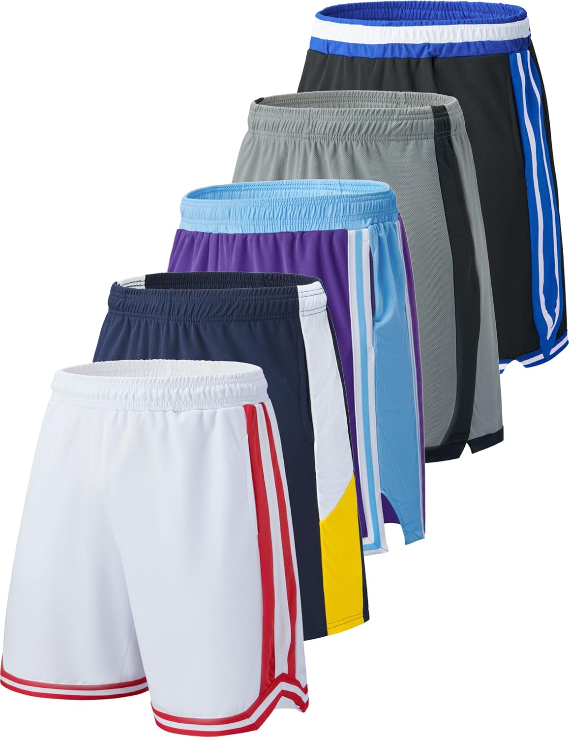 Liberty Imports 5 Pack Men's Quick Dry Athletic Basketball Shorts 9" Inseam with Pockets, Activewear for Workout Gym Running - Image 14