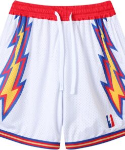Men's Basketball Shorts Flame Design Gym Athletic Shorts with Pockets