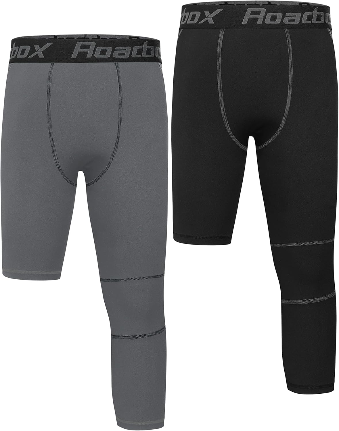 Roadbox Boys One Leg Compression Pants, 2Pack 3/4 Athletic Basketball Leggings, Youth Sports Baselayer Tights - Image 9