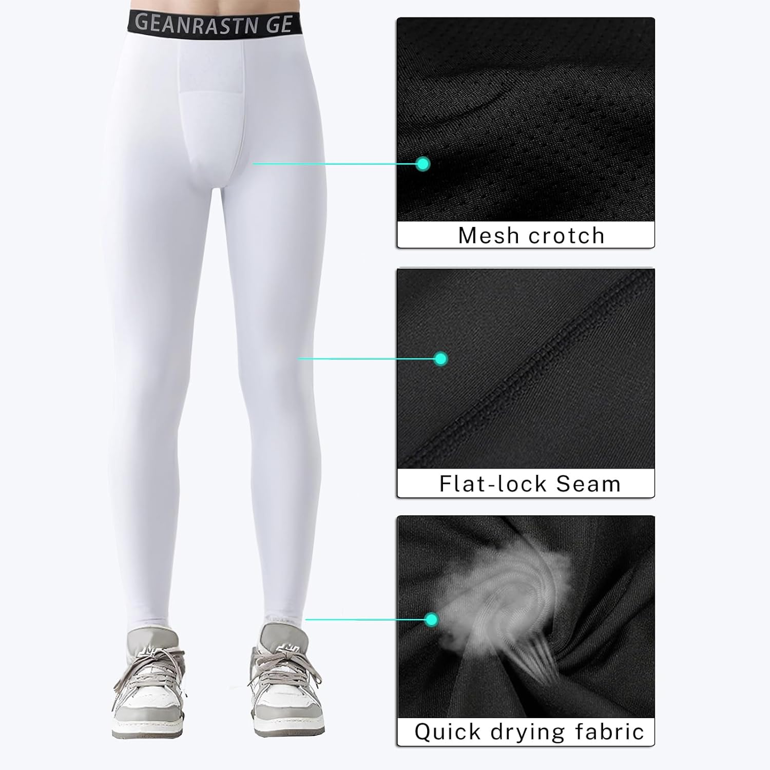 Youth Boys Compression Pants for Basketball Leggings Sports Tights Kids Athletic Soccer Base Layer 2 Pack - Image 6