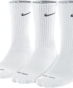 Nike Dri-FIT Cushion Crew Athletic Socks 3-Pack, White (M 6-8)