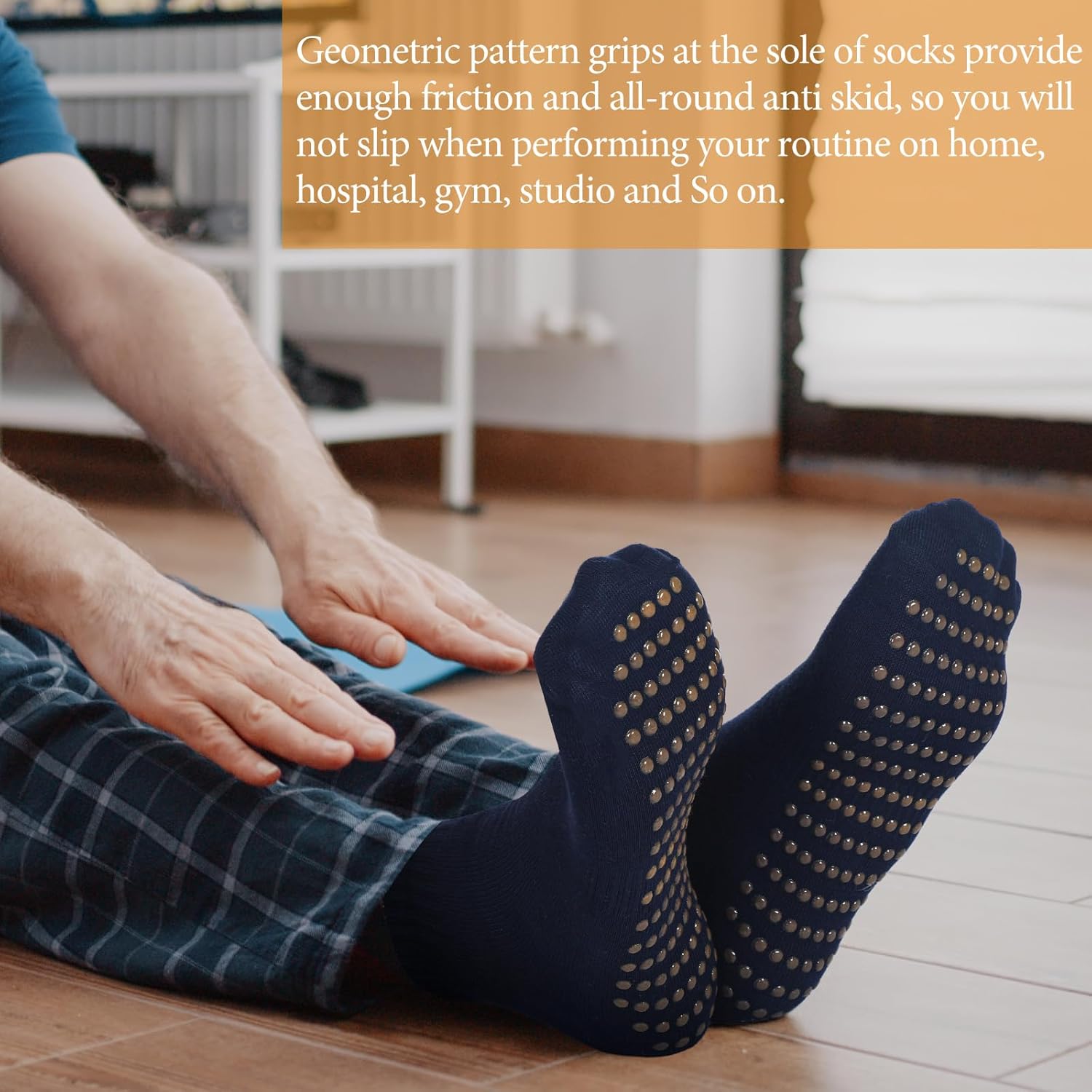 Sureio 50 Pairs Non Slip Slipper Socks with Grips Men's Anti Skid Yoga Socks with Gripper Workout Pilates Hospital - Image 3