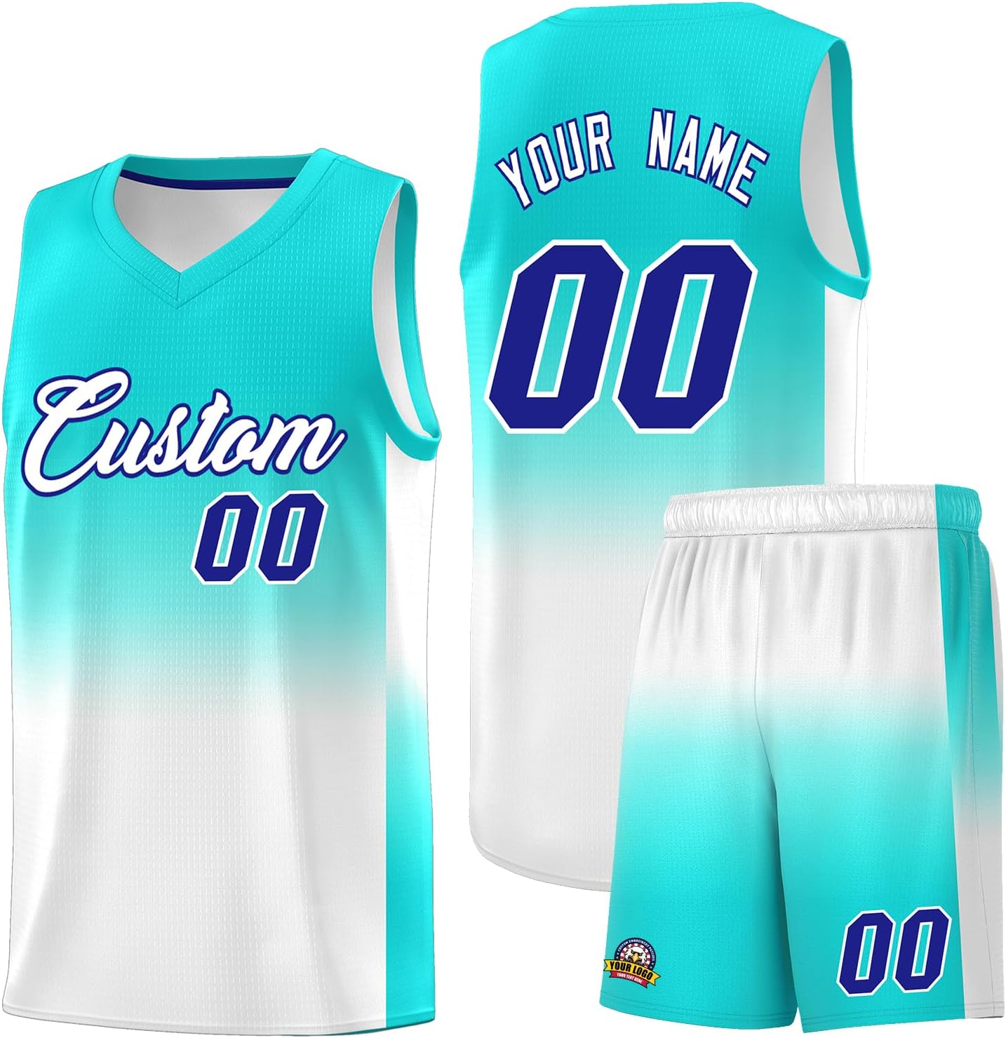 KXK Personalized Gradient Basketball Jersey Shorts Printed Team Jersey with Name Number for Men Youth Basketball Uniform - Image 8