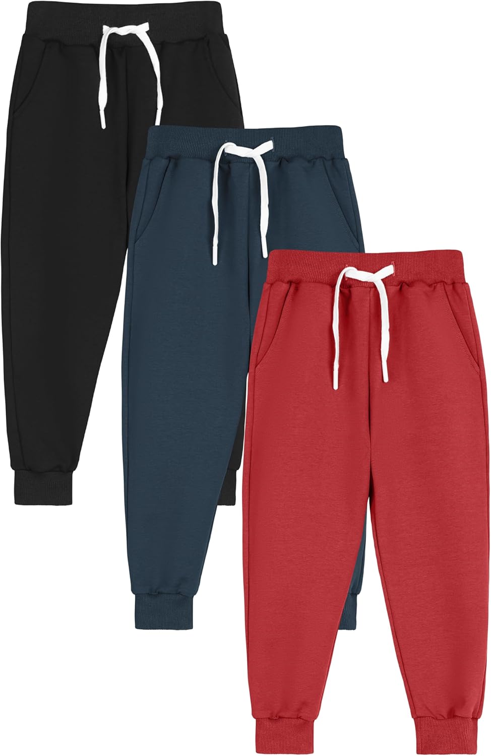 Resinta 3 Pack Toddler Boy Sweatpants Cotton Boys Athletic Joggers Pants Kids Sweats Pants with Pocket Workout Clothes