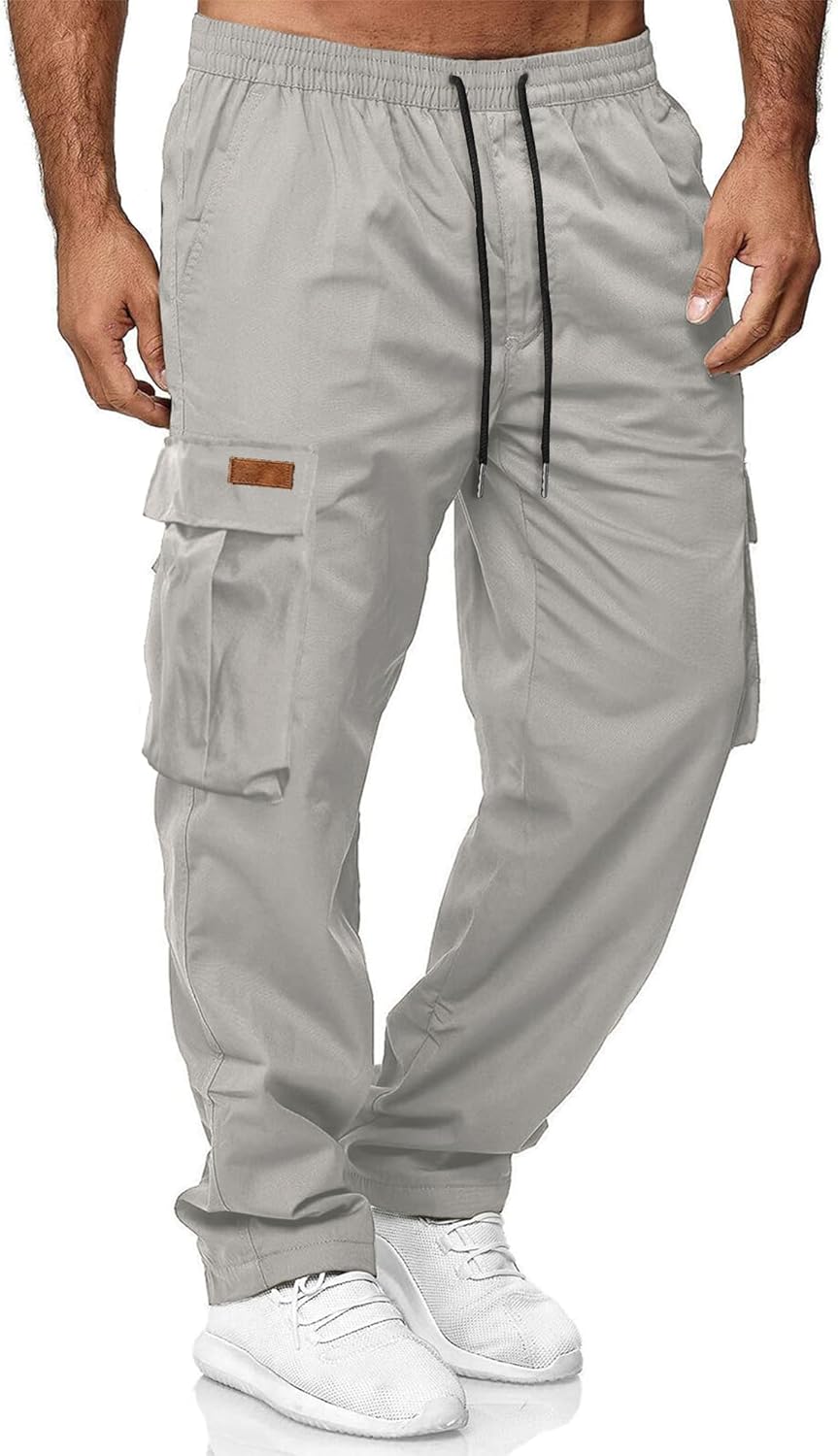 HOTake Men's Casual Cargo Sweatpants Waist Drawstring Joggers Hiking Tactical Pants for Men with Pockets - Image 14