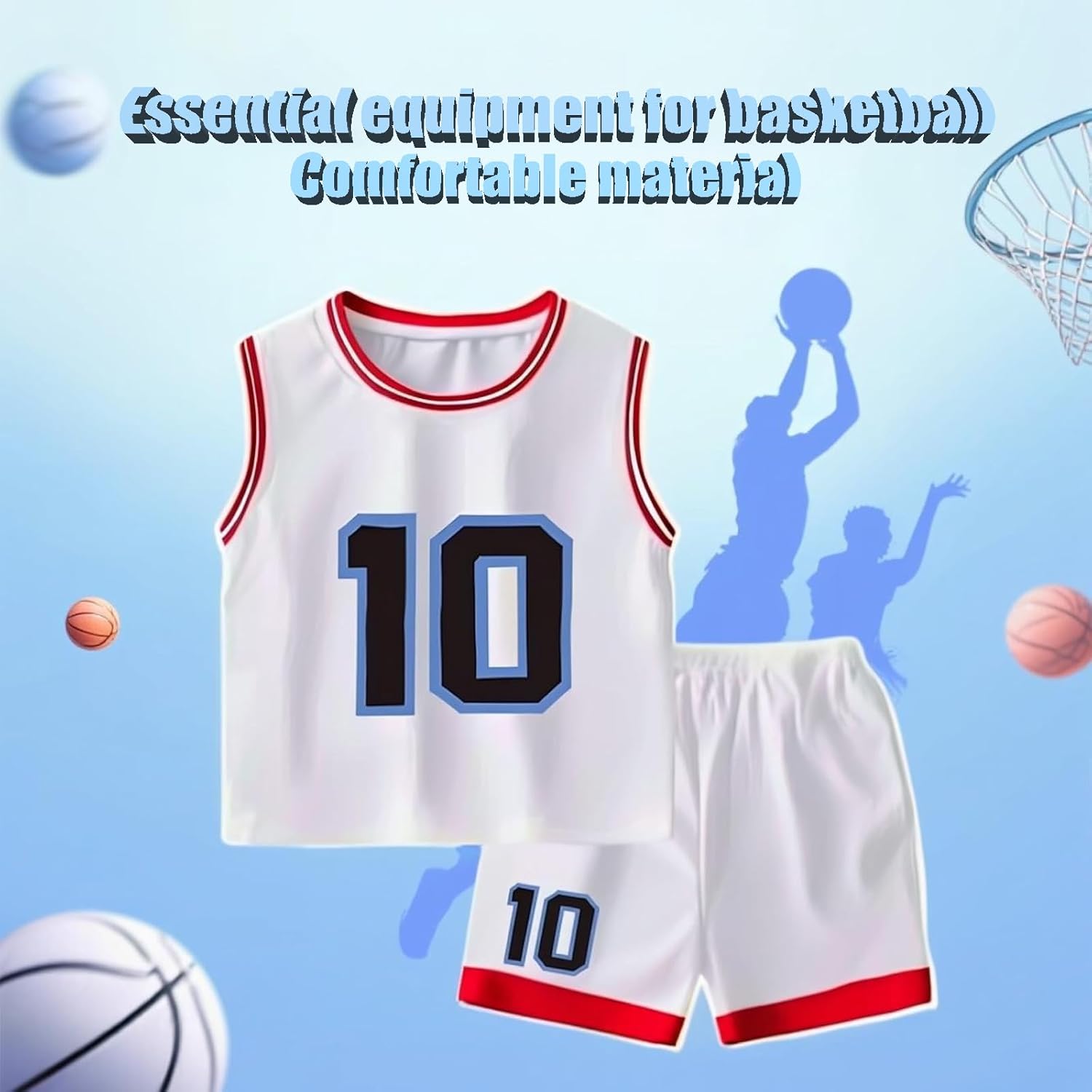 Kids Basketball Jerseys #10 Athletic Scrimmage Tank Top Shorts Sport Sets for 5-12 Years Girls and Boys - Image 5