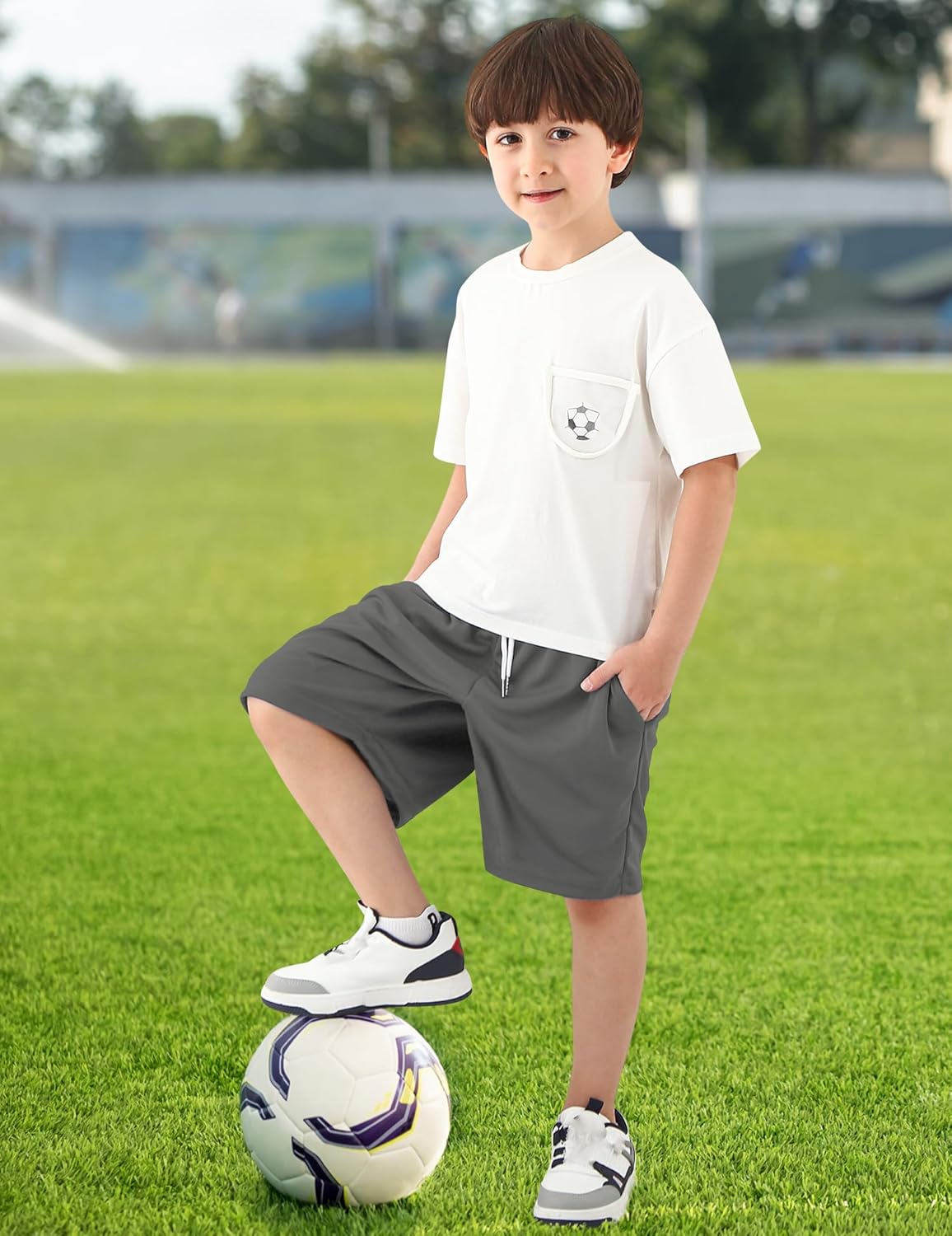 Boys Athletic Shorts Mesh Basketball Soccer Shorts Loose Fit Breathable Quick Dry Running Gym Shorts for Youth 6-16 Years - Image 2