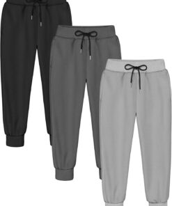 3Pack Boys Sweatpants Kids Athletic Pants Soft Joggers Sweat Pants with Pockets Drawstring Boys Clothes Size 2-14