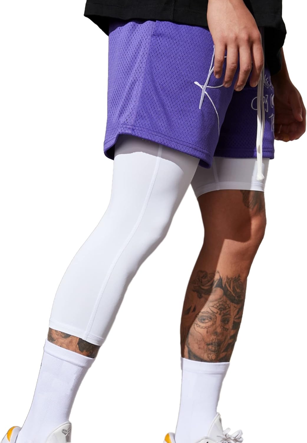 Men's Compression Sport Pants Single Leg 3/4 Base Layer Basketball Leggings Athletic One Leg Capri Tights Running - Image 9
