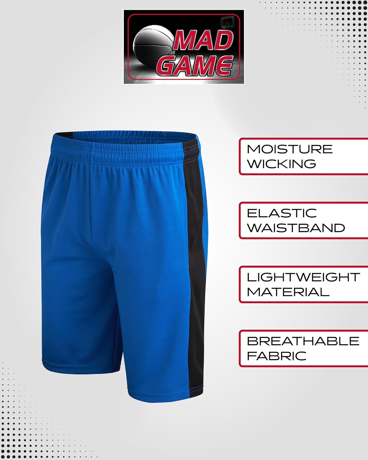 Mad Game Mens Shorts - 3 Pack Quick Dry Basketball Running Gym Mens Athletic Shorts with Pockets and Drawstring (Sizes: S-XL) - Image 3