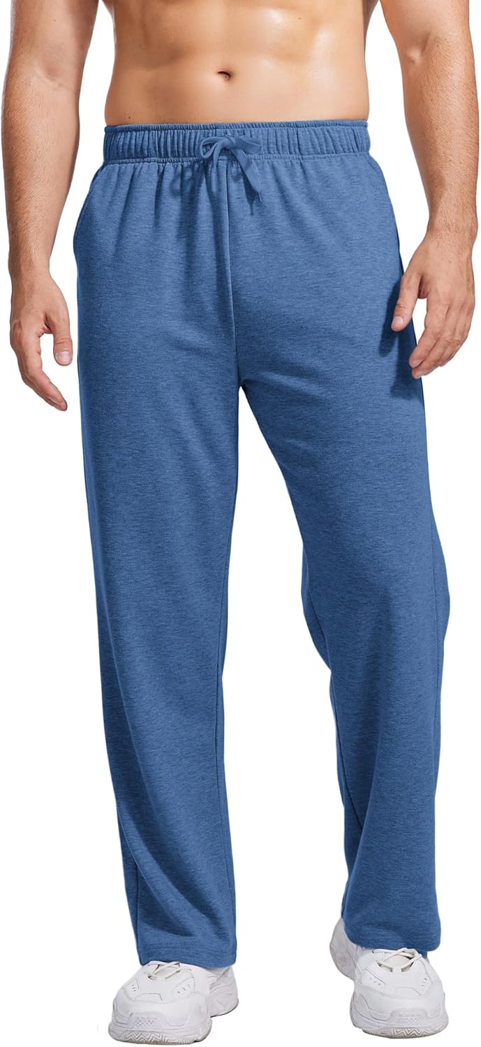 PINSPARK Men's Sweatpants Open Bottom Athletic Jogger Sweatpants Uncuffed Baggy Sweat Pants Cotton Lounge Pants with Pockets - Image 11
