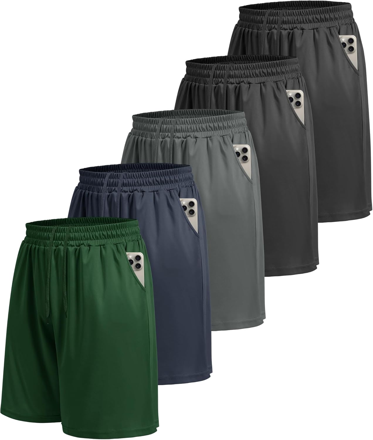 LalaHooK 5 Pack Gym Mens Shorts - Quick Dry Basketball Workout Athletic Shorts with Pockets for Running Casual Activewear - Image 9
