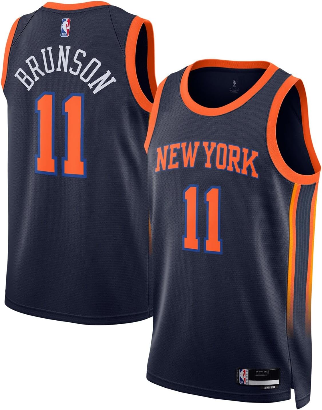 Jalen Brunson New York Knicks NBA Kids Youth 8-20 Navy Statement Edition Swingman Jersey