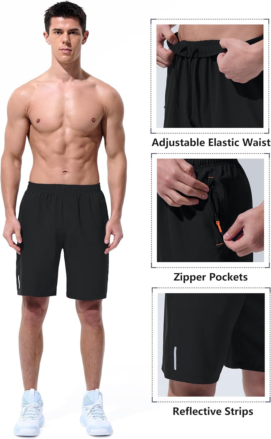 Mens Athletic Shorts Running Shorts Quick Dry Workout Shorts 7"/ 9" Lightweight Gym Basketball Shorts Zipper Pockets - Image 4