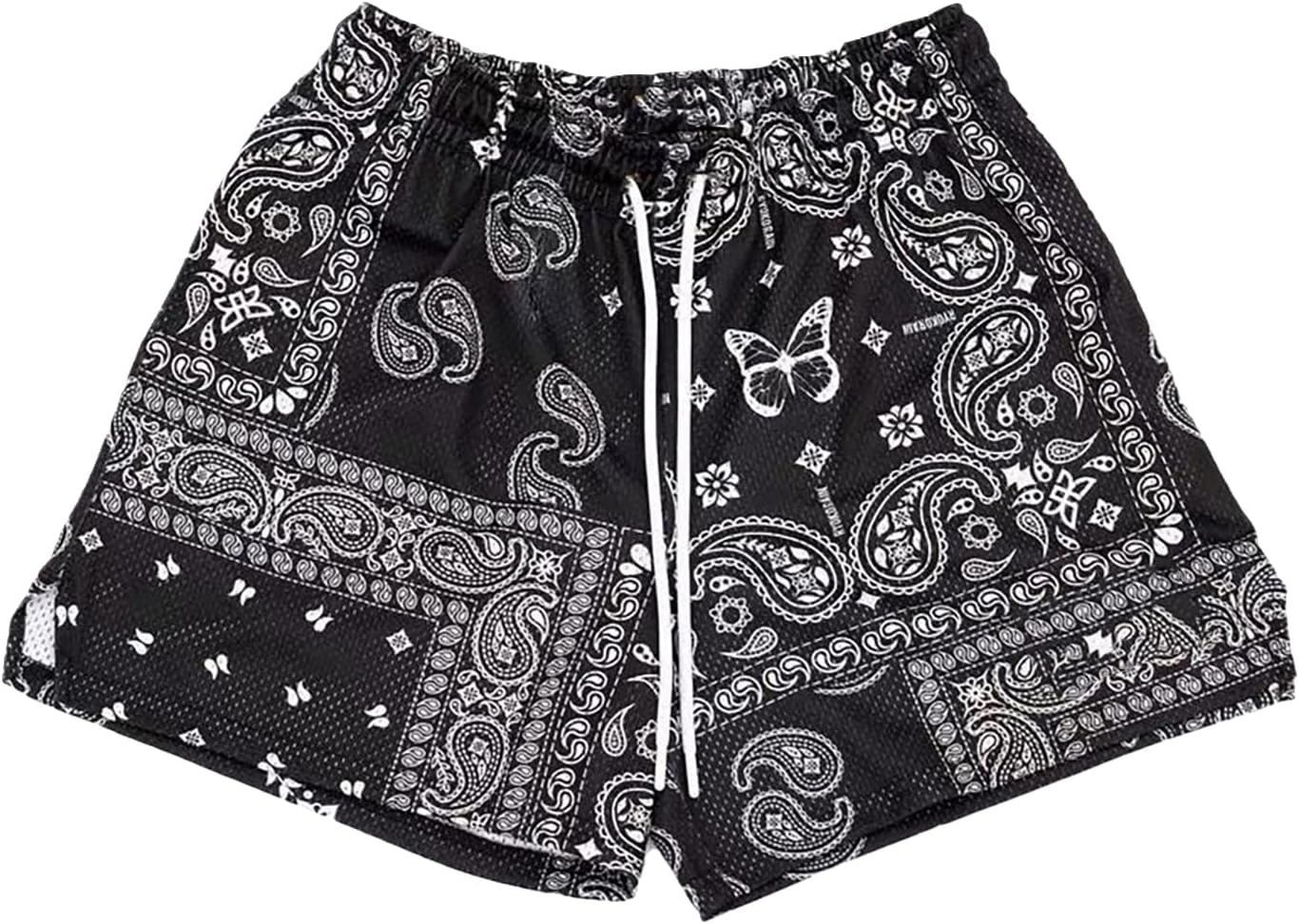 BOOMLEMON Mens Paisley Shorts Mesh Graphic Print Retro Casual Shorts Athletic Gym Basketball Running Short Pants