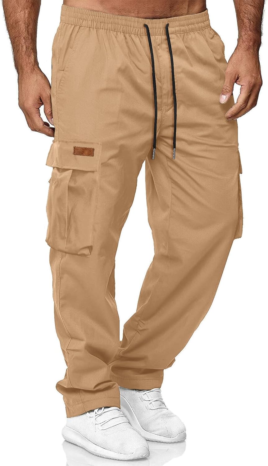 HOTake Men's Casual Cargo Sweatpants Waist Drawstring Joggers Hiking Tactical Pants for Men with Pockets - Image 13