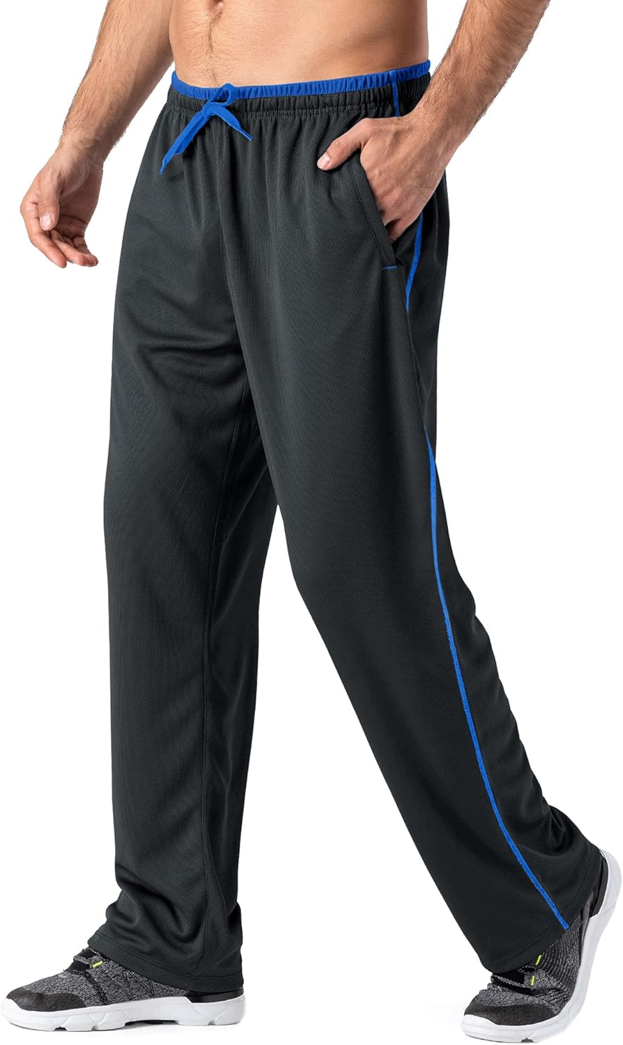 MAGNIVIT Men's Lightweight Sweatpants Loose Fit Open Bottom Mesh Athletic Pants with Zipper Pockets