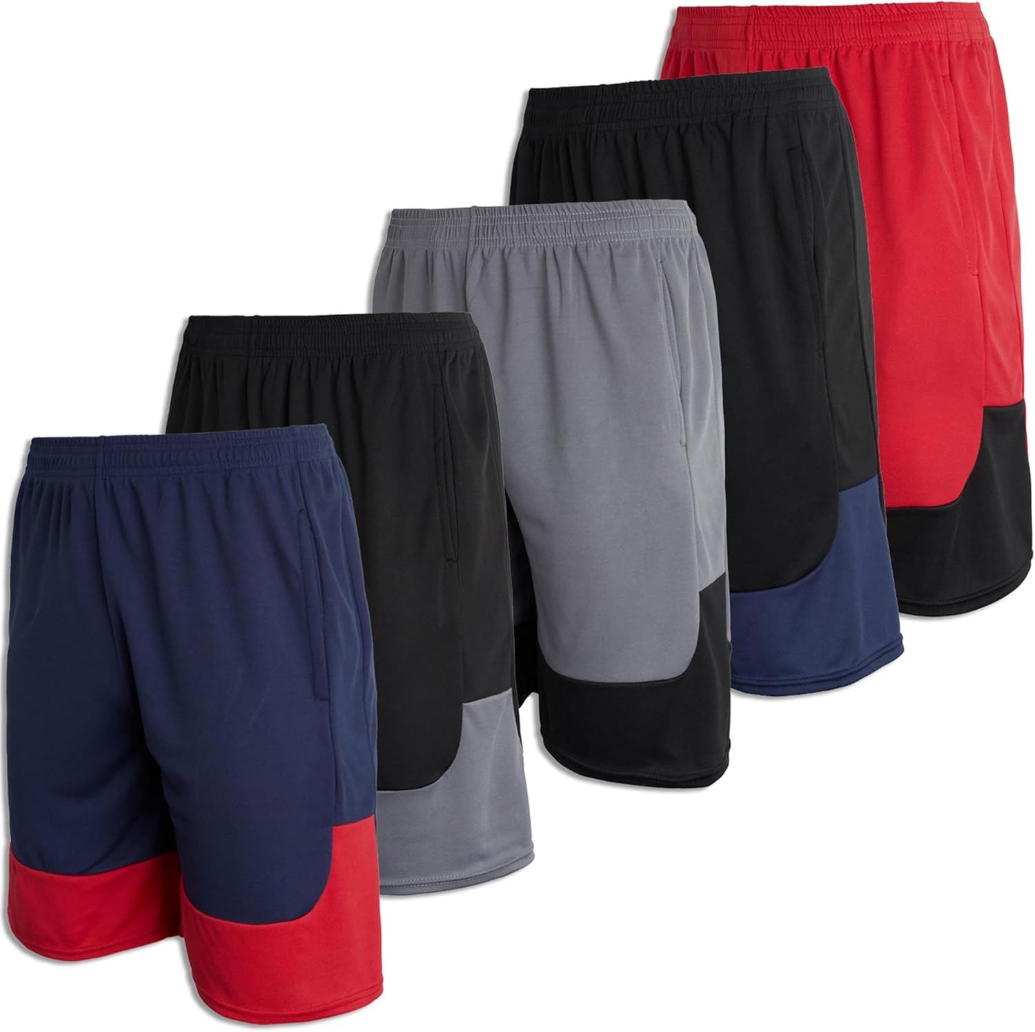 Real Essentials 5 Pack: Boys' Mesh Basketball Athletic Shorts with Pockets – Teen Kids Youth Quick Dry Soccer Running Gym - Image 15