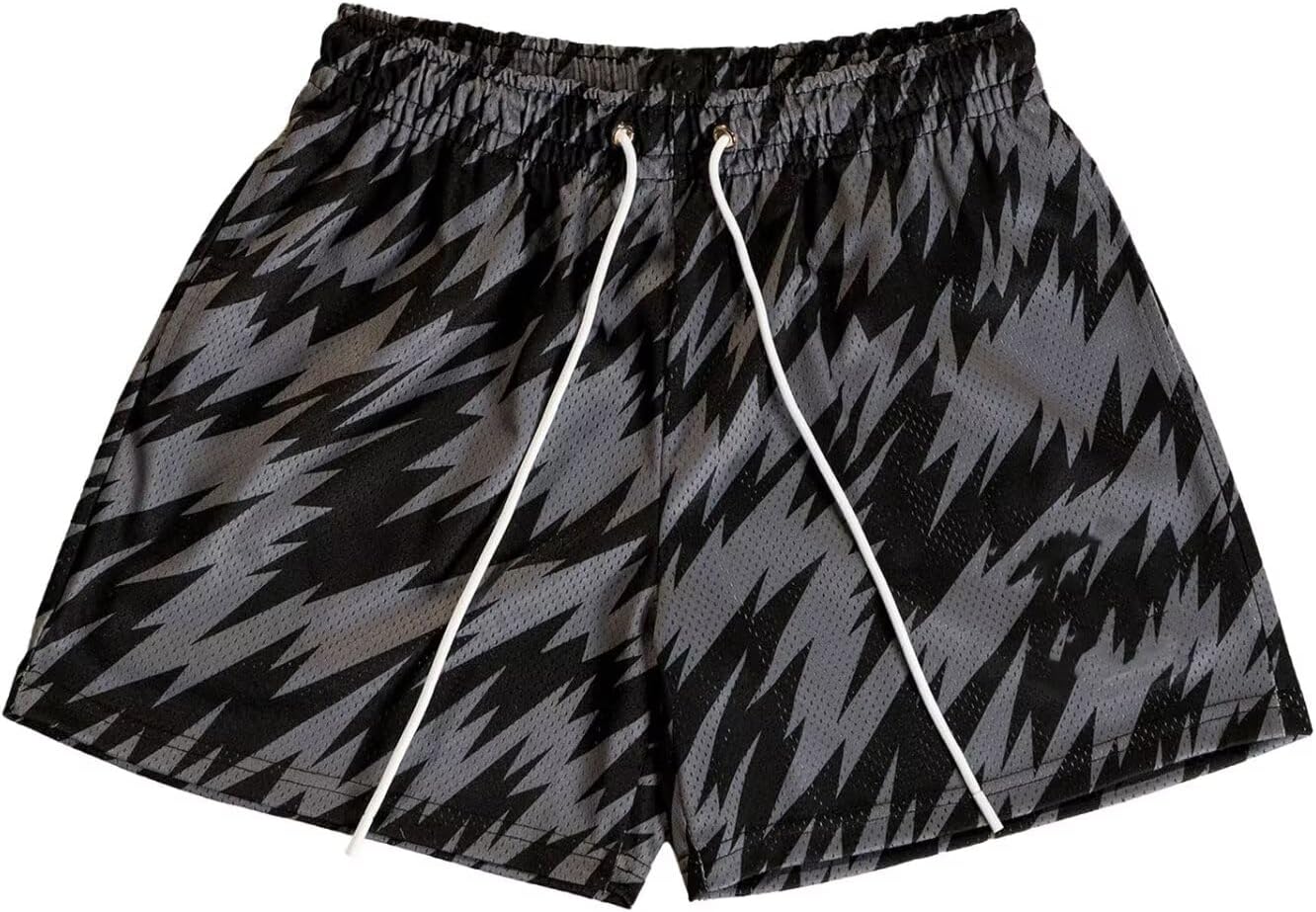 Men's Mesh Basketball Shorts Breathable Athletic Shorts with Pockets Lightning & Star Print Gym Training Outdoor - Image 17