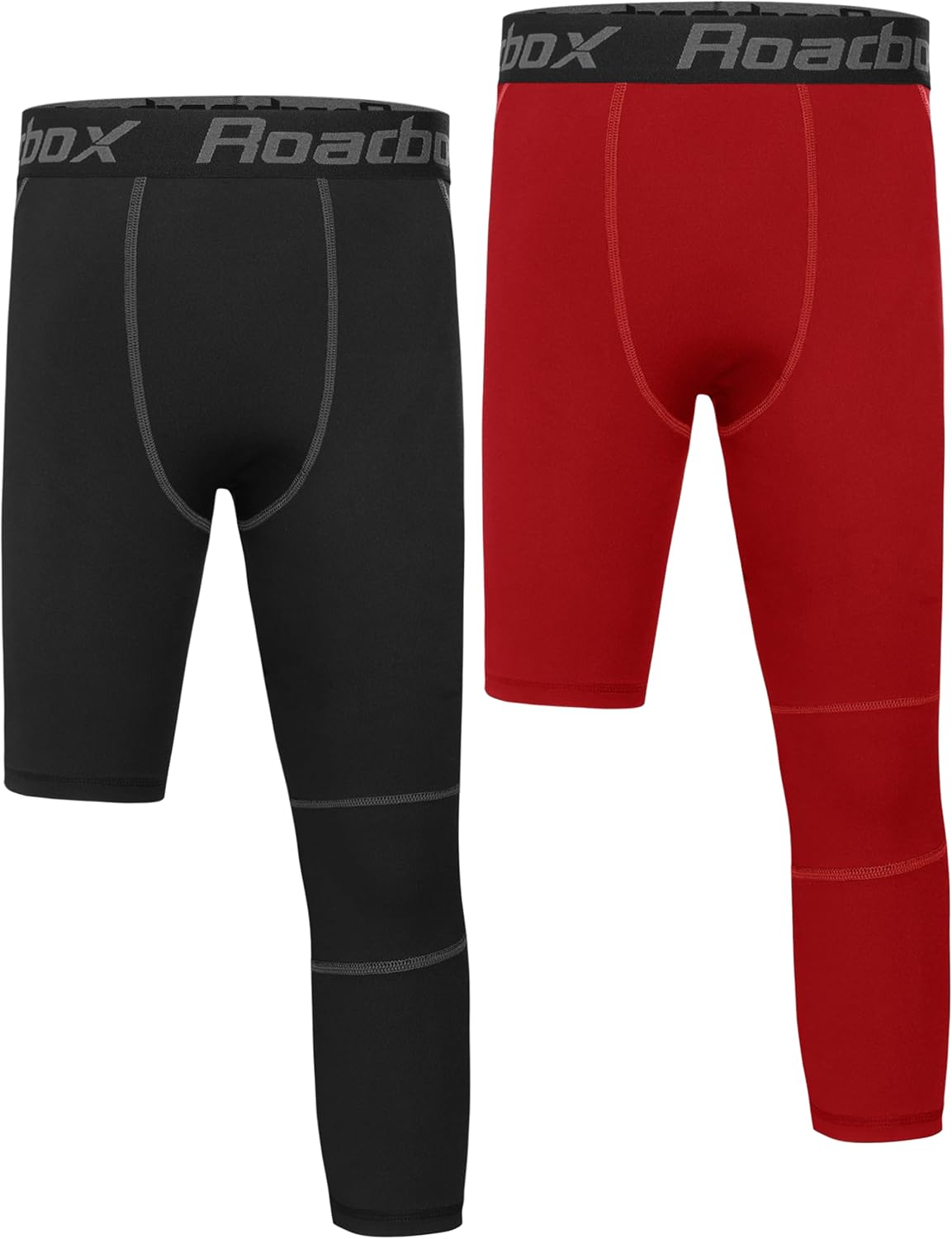 Roadbox Boys One Leg Compression Pants, 2Pack 3/4 Athletic Basketball Leggings, Youth Sports Baselayer Tights - Image 12
