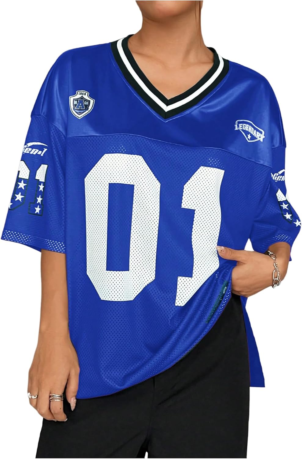 Floerns Women's Camo Print Team Sports T Shirts V Neck Basketball Jersey Tee Shirts - Image 19