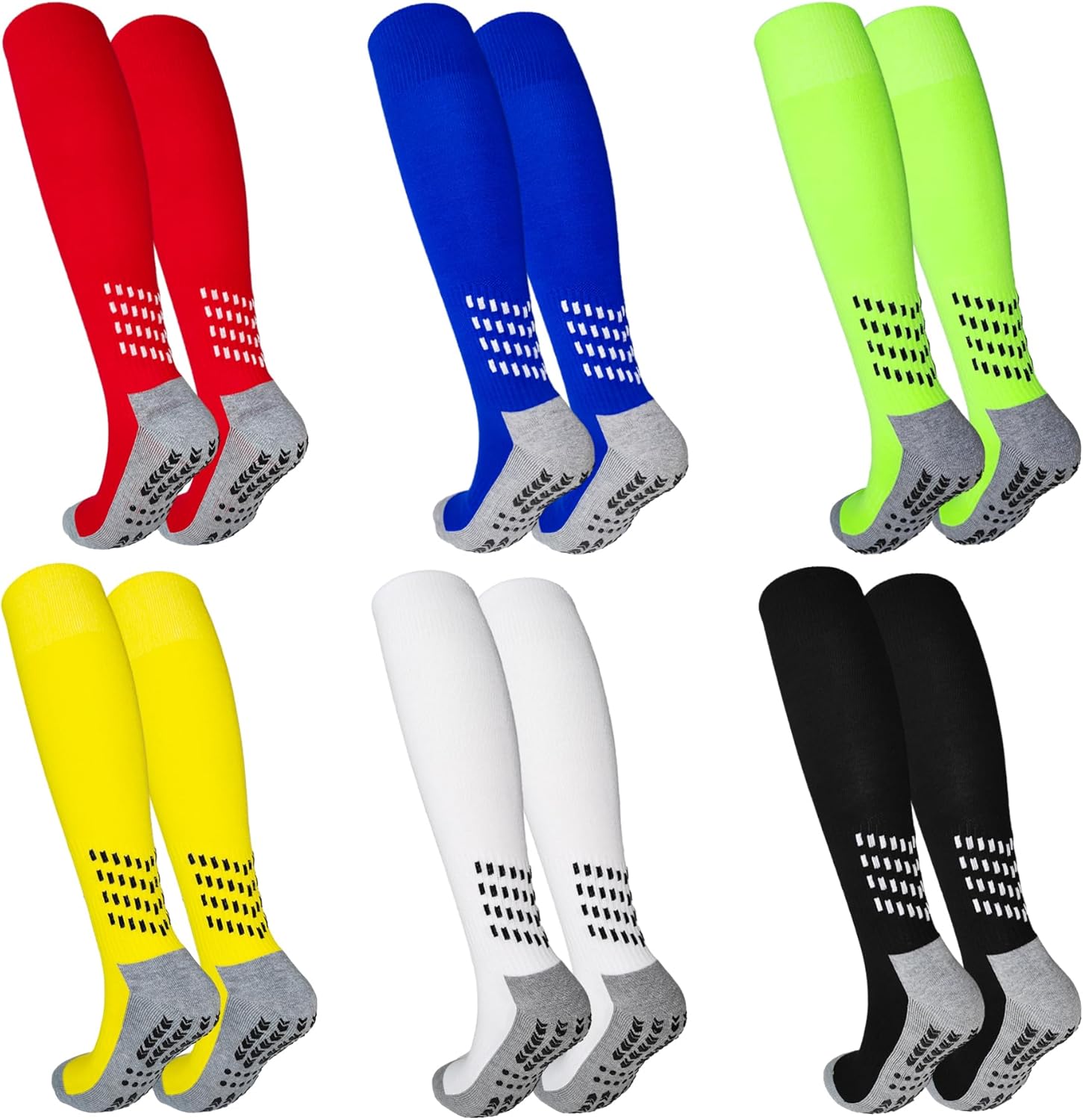 Vegove 6 Pairs Men's Cushioned Soccer Socks with Grip, Non Slip Sports Socks, Knee High Compression Basketball Stockings - Image 7