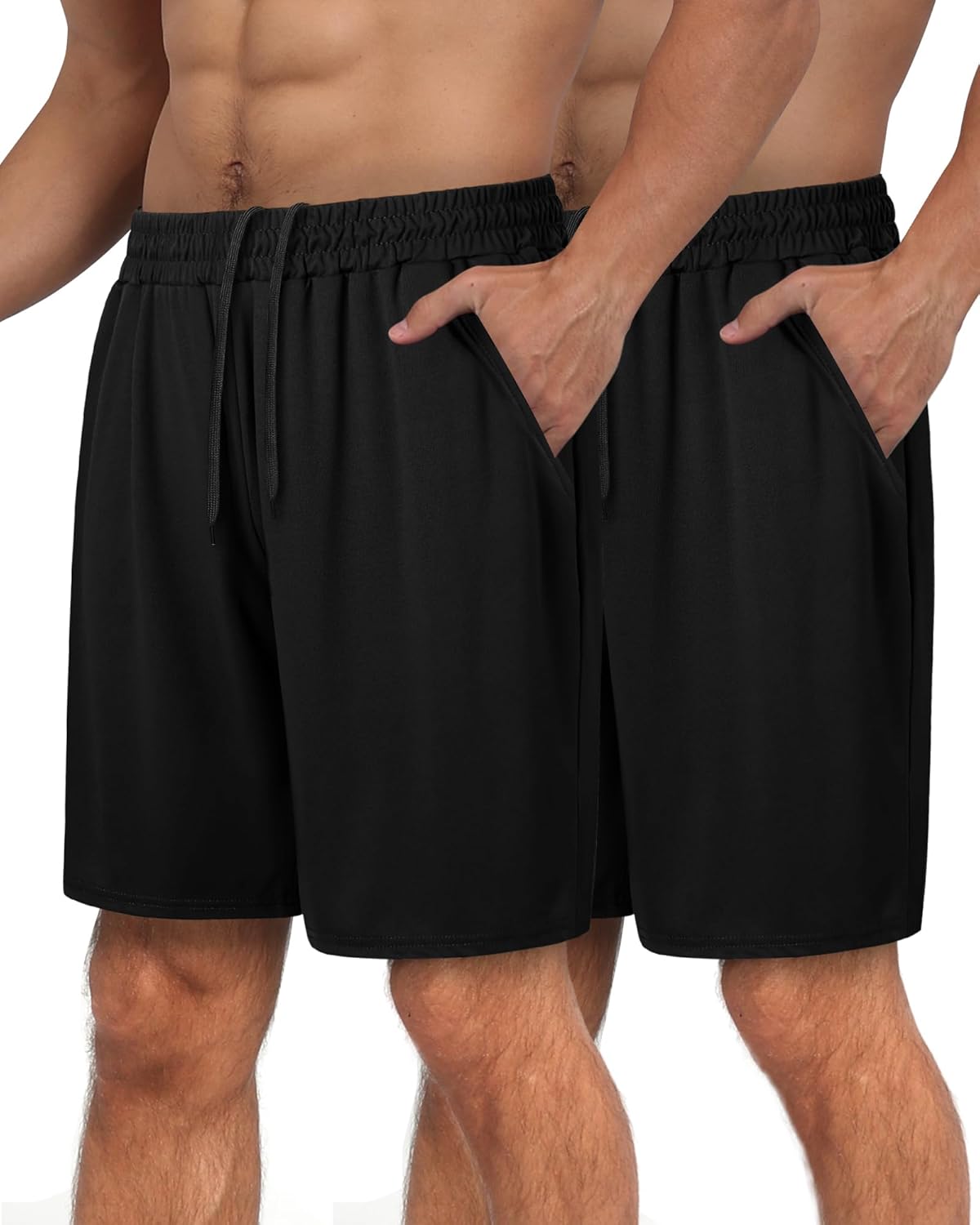 2 Pack Mens Gym Basketball Shorts - Athletic Black Workout Quick Dry Shorts with Pockets for Casual Running - Image 7
