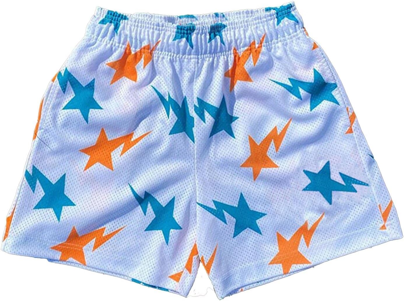 Men's Mesh Basketball Shorts Breathable Athletic Shorts with Pockets Lightning & Star Print Gym Training Outdoor - Image 30