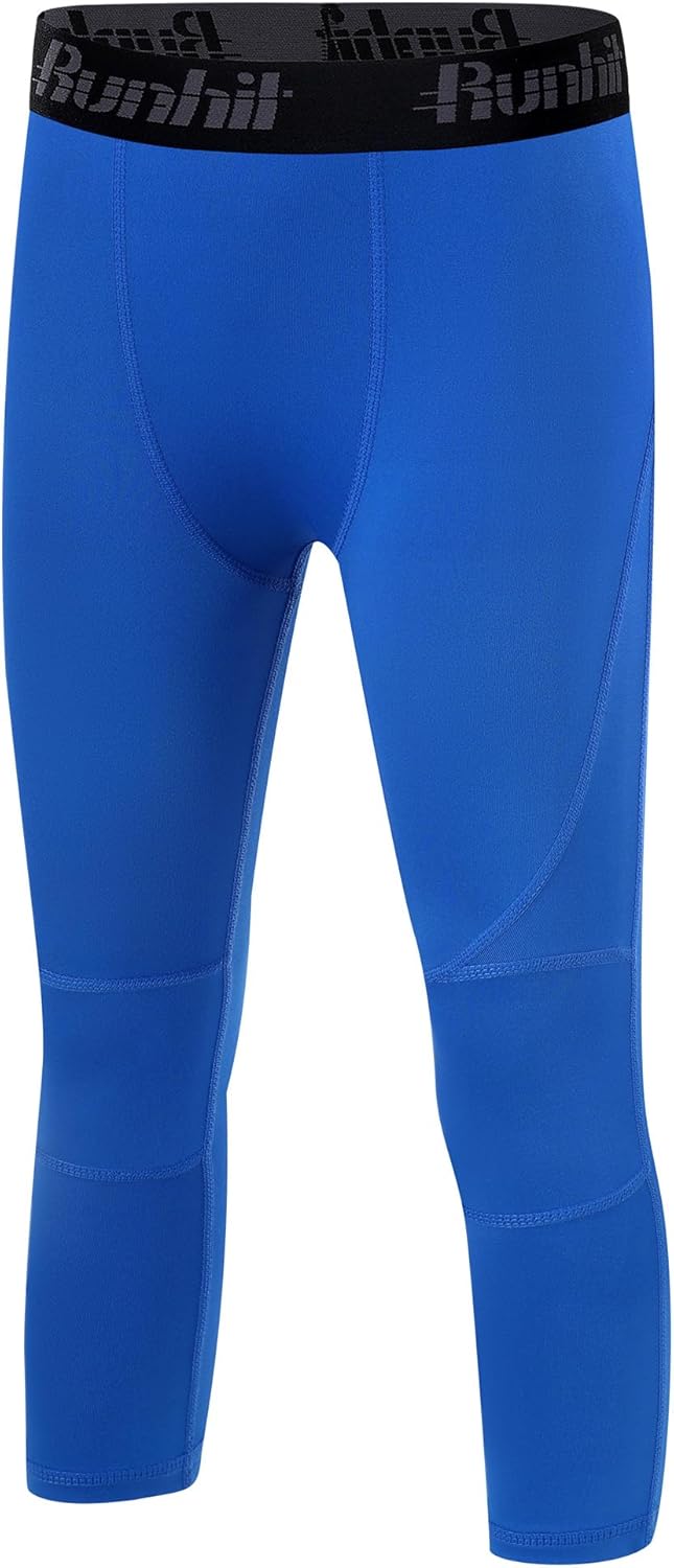 Runhit Boys Compression Pants 3/4 - Youth Athletic Leggings Capris Tights Sports Base Layer for Basketball Football Baseball - Image 9