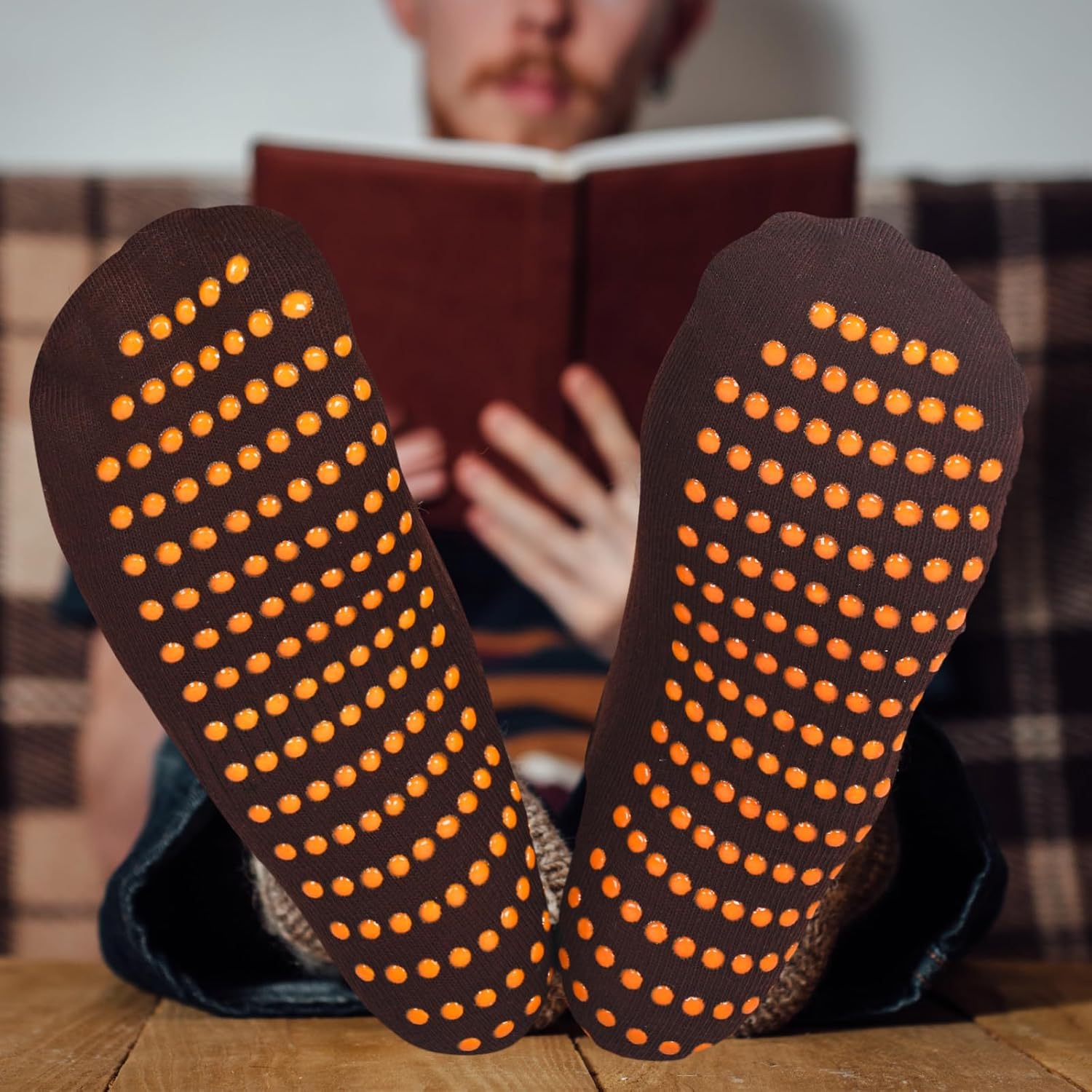 Sureio 50 Pairs Non Slip Slipper Socks with Grips Men's Anti Skid Yoga Socks with Gripper Workout Pilates Hospital - Image 5