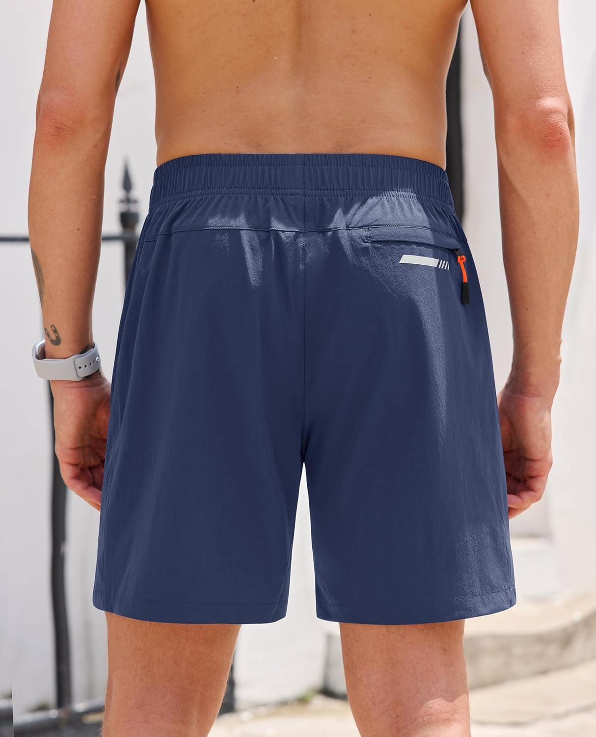 Men's Athletic Running Shorts with Zipper Pockets Quick Dry Drawstring 7" Gym Shorts for Basketball Workout Jogging - Image 2