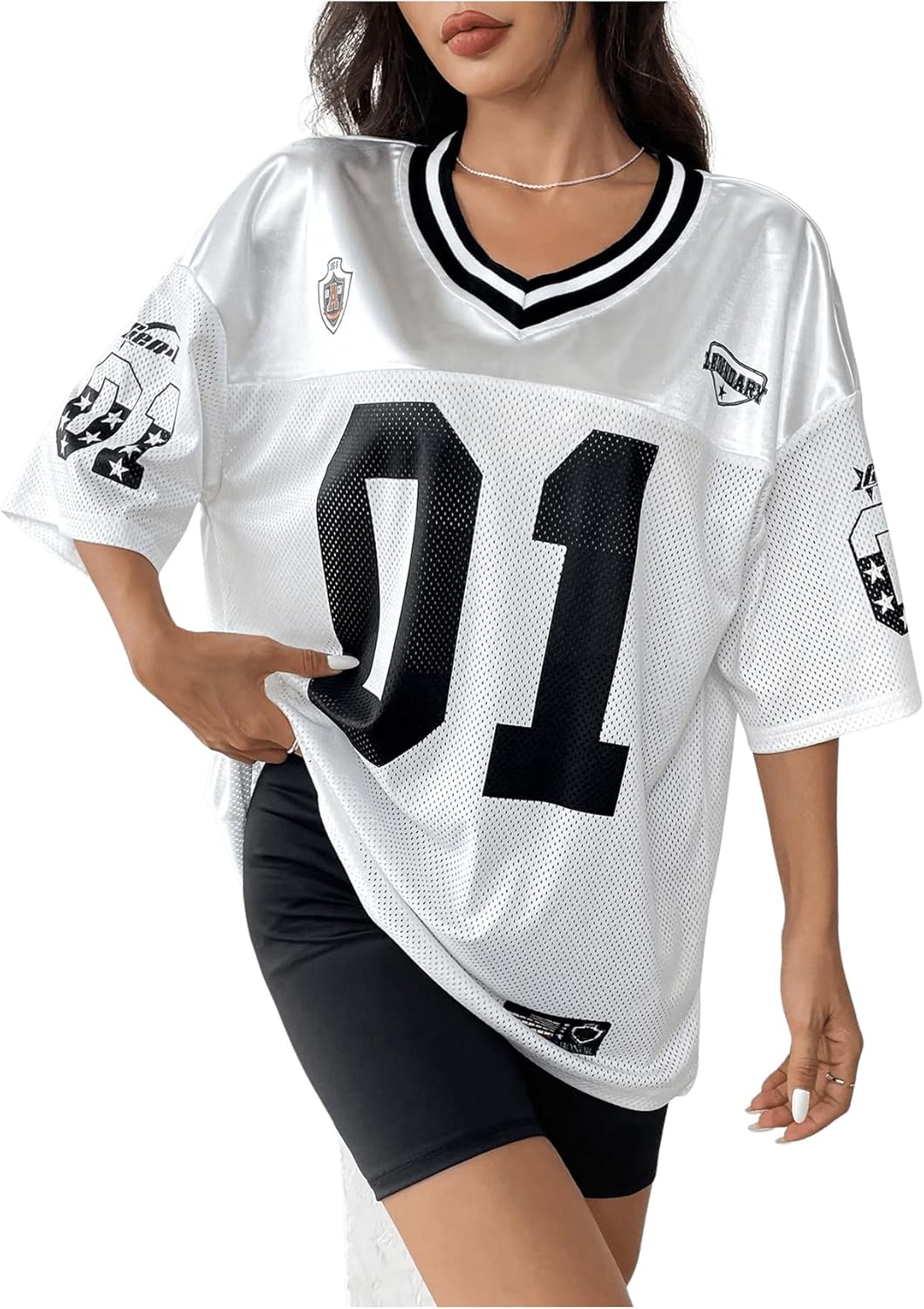 Floerns Women's Camo Print Team Sports T Shirts V Neck Basketball Jersey Tee Shirts - Image 21